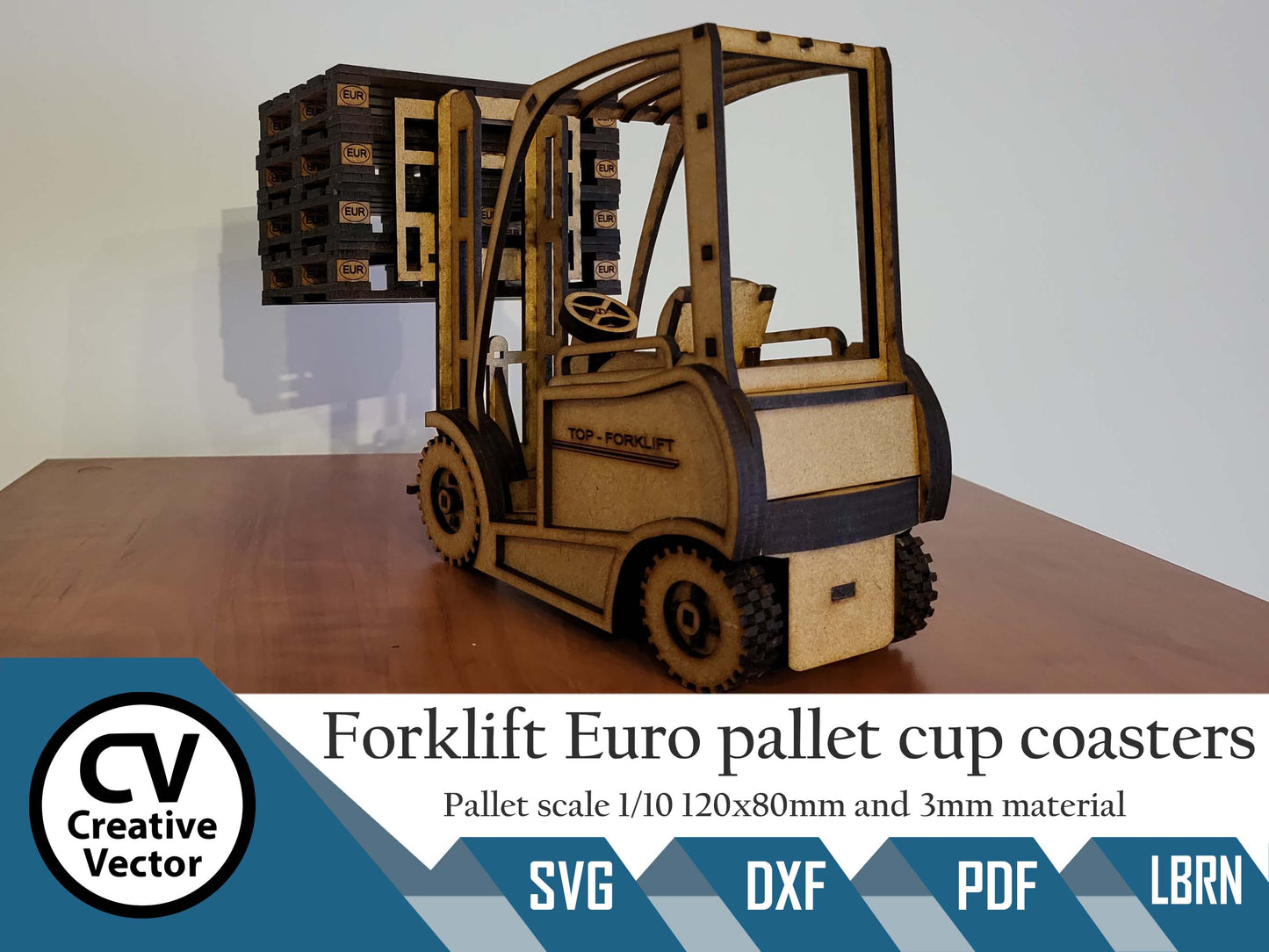Forklift and Euro pallet Cup coasters for laser cutting