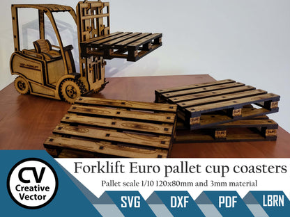 Forklift and Euro pallet Cup coasters for laser cutting