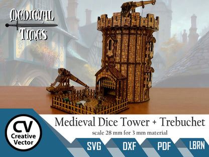 Medieval Dice Tower + Trebuchet in scale 28 mm