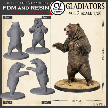 9 GLADIATORS STL Set Vol. 2 - 3D Print Files STL files in scale 28mm 1/56 on Bases