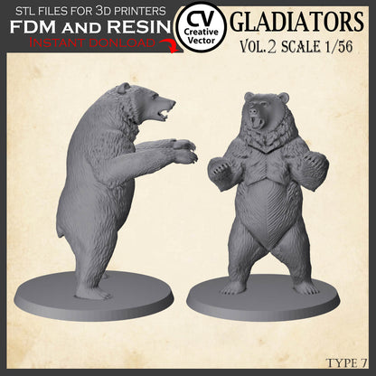 9 GLADIATORS STL Set Vol. 2 - 3D Print Files STL files in scale 28mm 1/56 on Bases