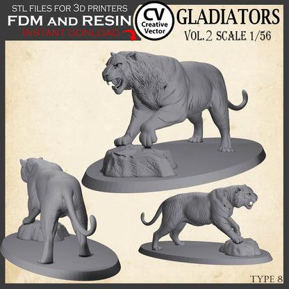 9 GLADIATORS STL Set Vol. 2 - 3D Print Files STL files in scale 28mm 1/56 on Bases