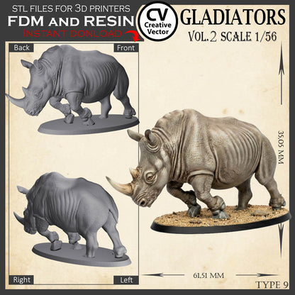 9 GLADIATORS STL Set Vol. 2 - 3D Print Files STL files in scale 28mm 1/56 on Bases