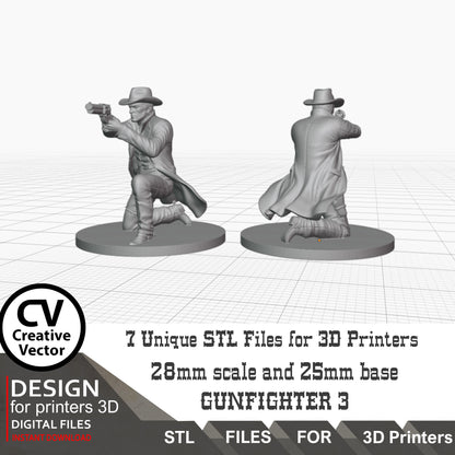 7 STL Files for 3D Printer 6 Gunfighters and Sheriff (Digital Download)