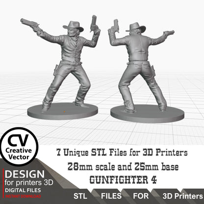 7 STL Files for 3D Printer 6 Gunfighters and Sheriff (Digital Download)