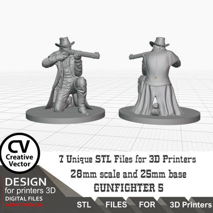 7 STL Files for 3D Printer 6 Gunfighters and Sheriff (Digital Download)