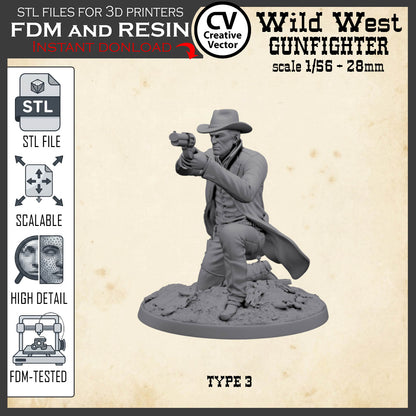 Wild West GUNFIGHTER Type 3 for 3D Print STL file Miniature