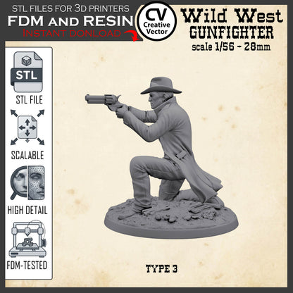Wild West GUNFIGHTER Type 3 for 3D Print STL file Miniature