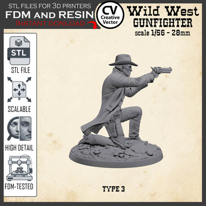Wild West GUNFIGHTER Type 3 for 3D Print STL file Miniature