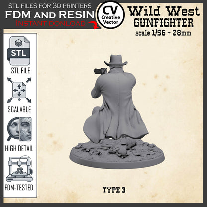 Wild West GUNFIGHTER Type 3 for 3D Print STL file Miniature