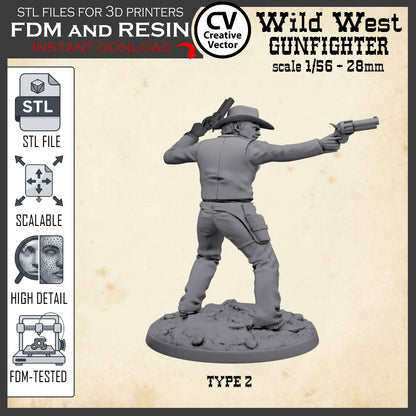Wild West GUNFIGHTER Type 2 for 3D Print STL file Miniature