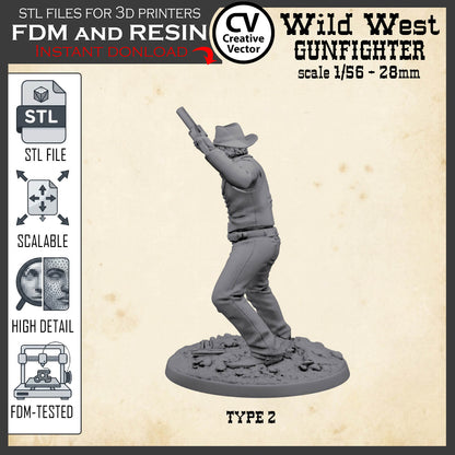 Wild West GUNFIGHTER Type 2 for 3D Print STL file Miniature
