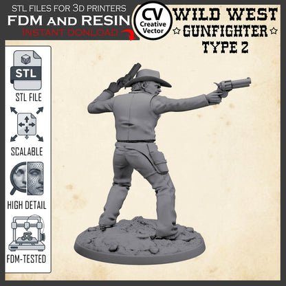 Wild West GUNFIGHTER Type 2 for 3D Print STL file Miniature