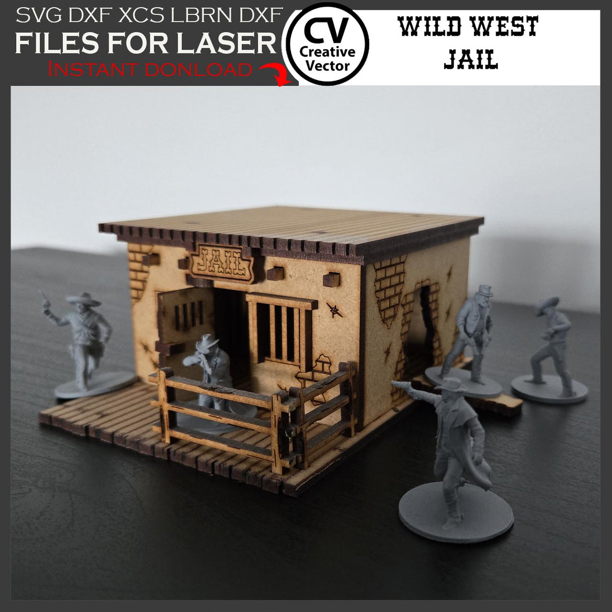 Wild West Jail with a wall to blow up in scale 1/56 mm for Wargamers