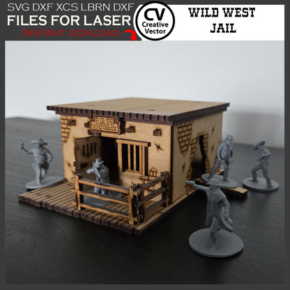 Wild West Jail with a wall to blow up in scale 1/56 mm for Wargamers