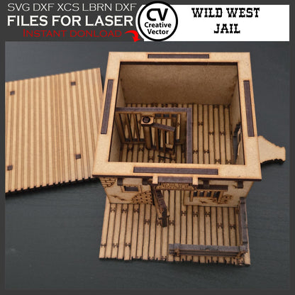 Wild West Jail with a wall to blow up in scale 1/56 mm for Wargamers