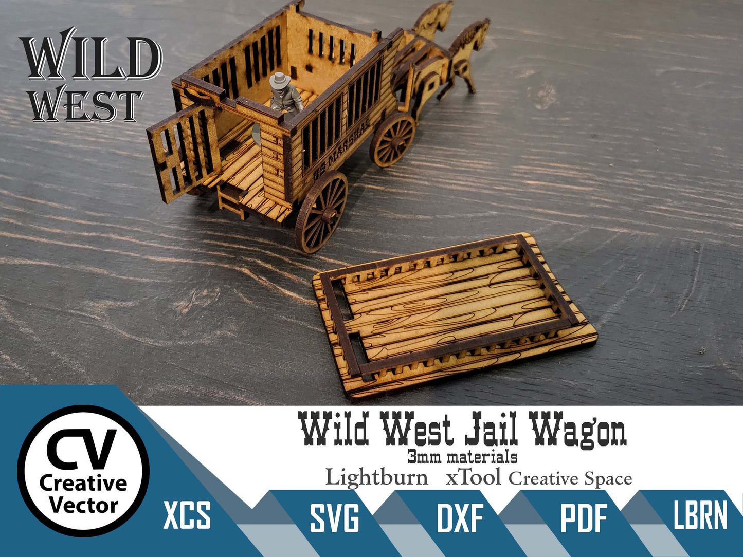 Wild West JAIL Wagon  SVG | XCS | dxf | in scale 28mm for Wargamers