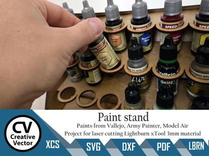 Paint Rack with Drawer for laser cutting For Vallejo Amry Painter Model Air