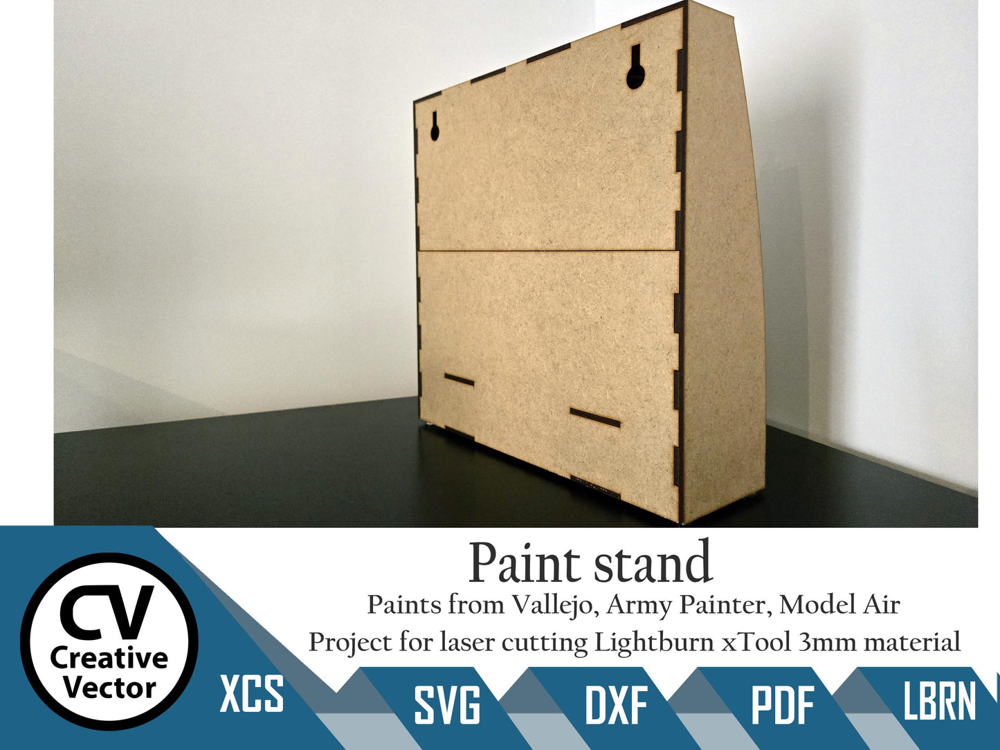 Paint Rack with Drawer for laser cutting For Vallejo Amry Painter Model Air