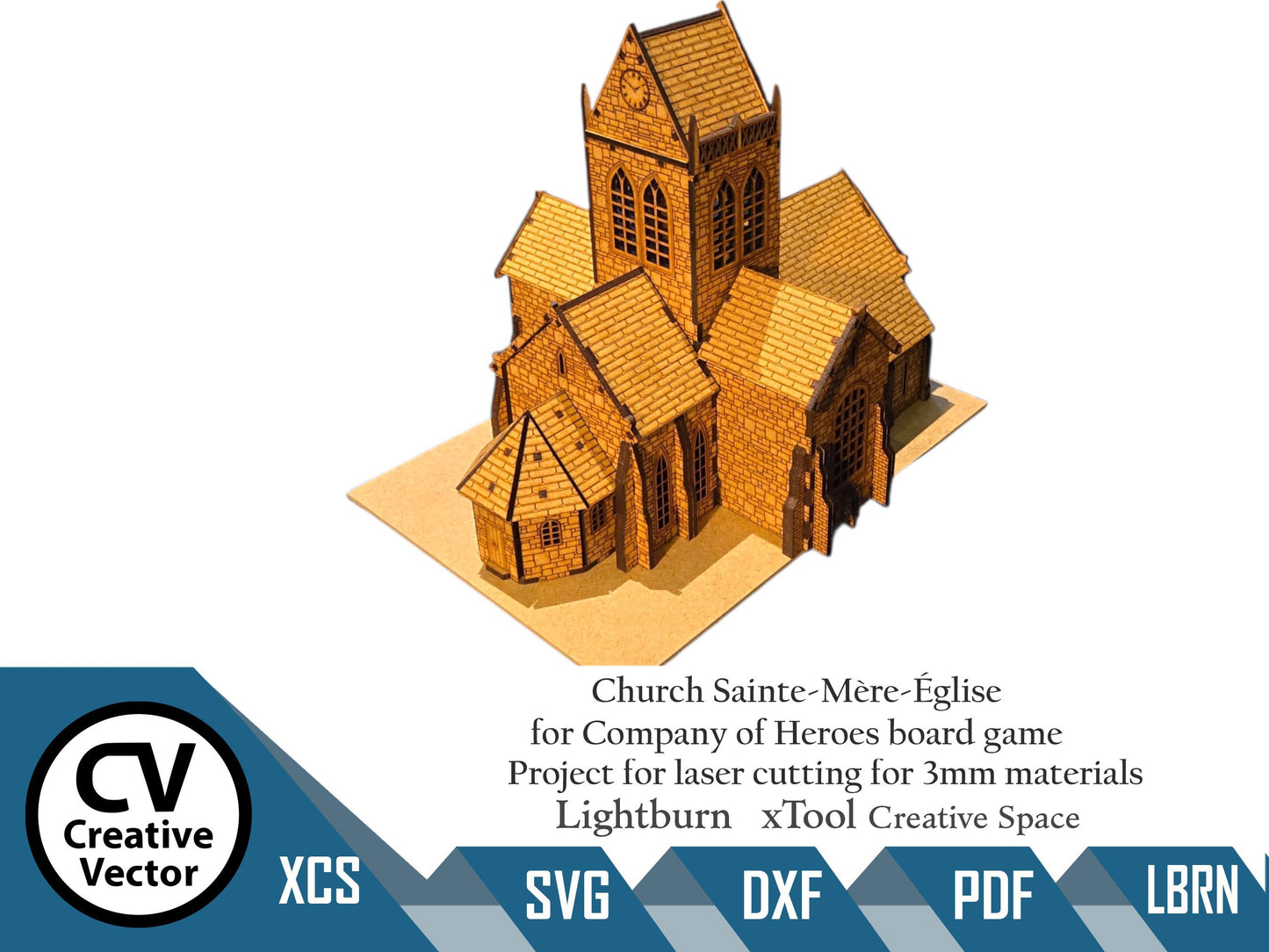 Project for laser cut Church Sainte-Mère-Église for Company of Heroes board game