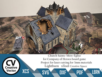 Project for laser cut Church Sainte-Mère-Église for Company of Heroes board game