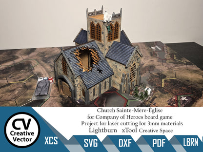 Project for laser cut Church Sainte-Mère-Église for Company of Heroes board game