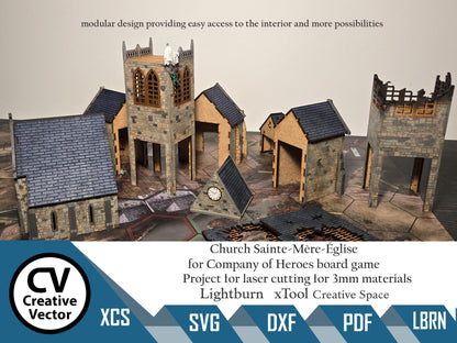 Project for laser cut Church Sainte-Mère-Église for Company of Heroes board game