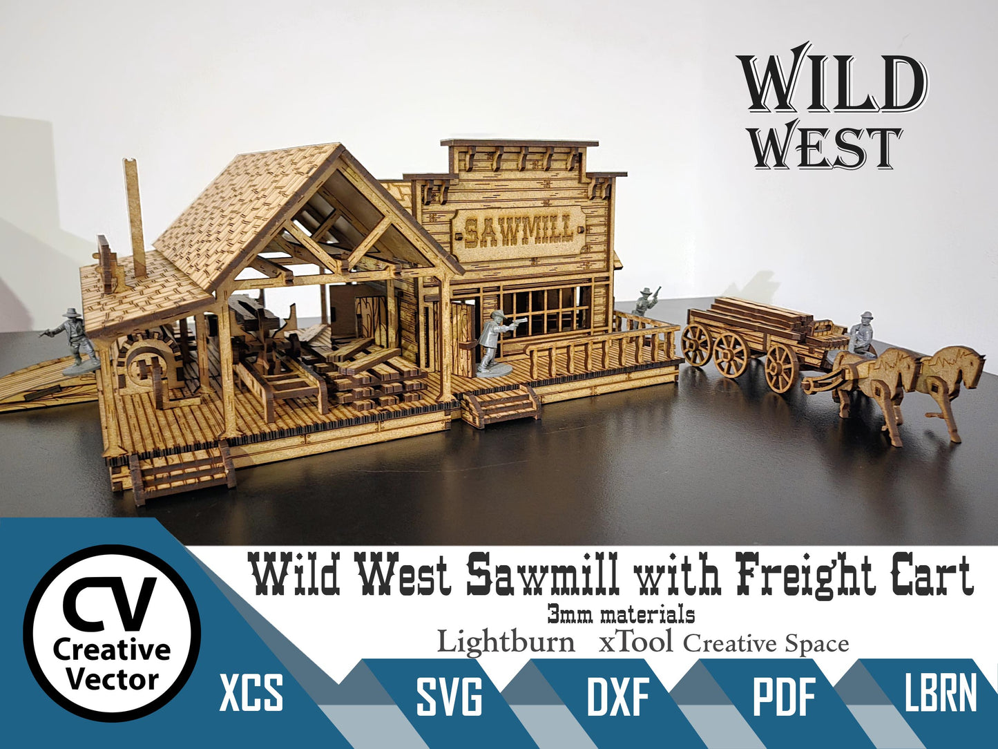 Wild West Sawmill with Freight Cart in scale 28mm for Wargamers
