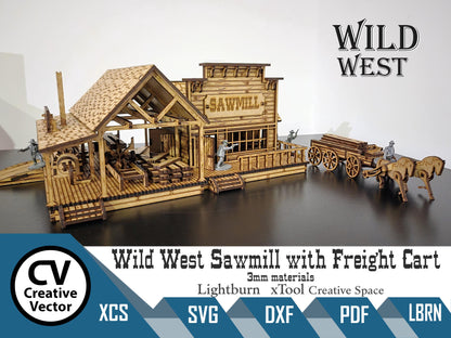 Wild West Sawmill with Freight Cart in scale 28mm for Wargamers