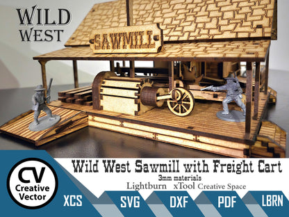 Wild West Sawmill with Freight Cart in scale 28mm for Wargamers
