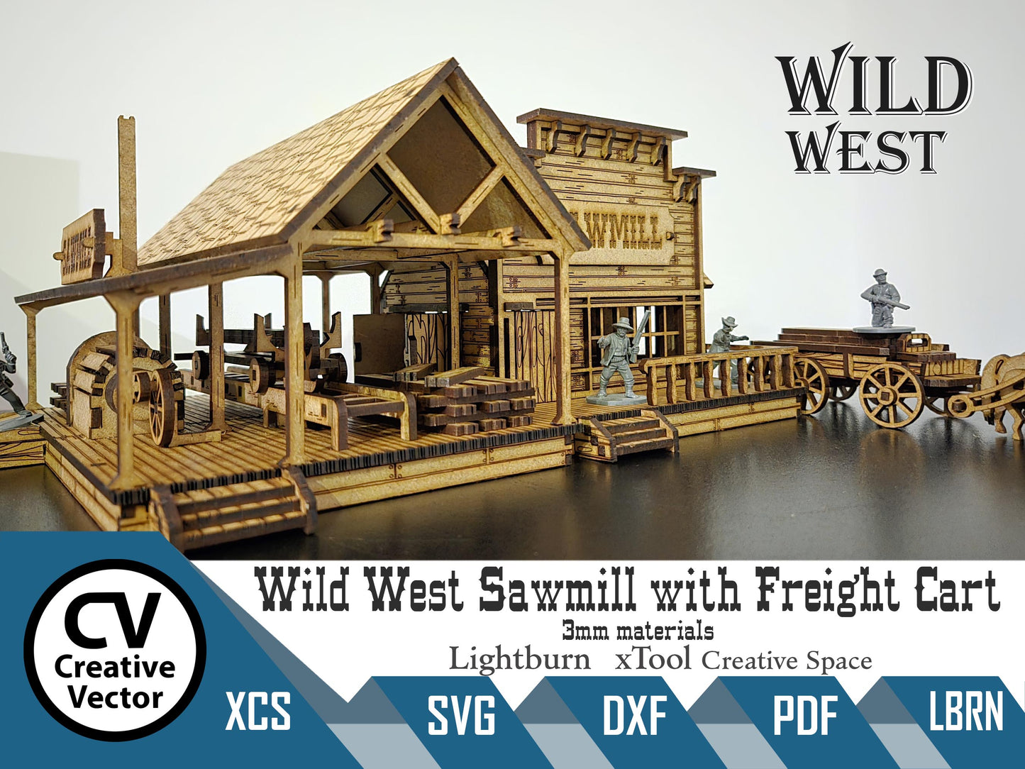 Wild West Sawmill with Freight Cart in scale 28mm for Wargamers