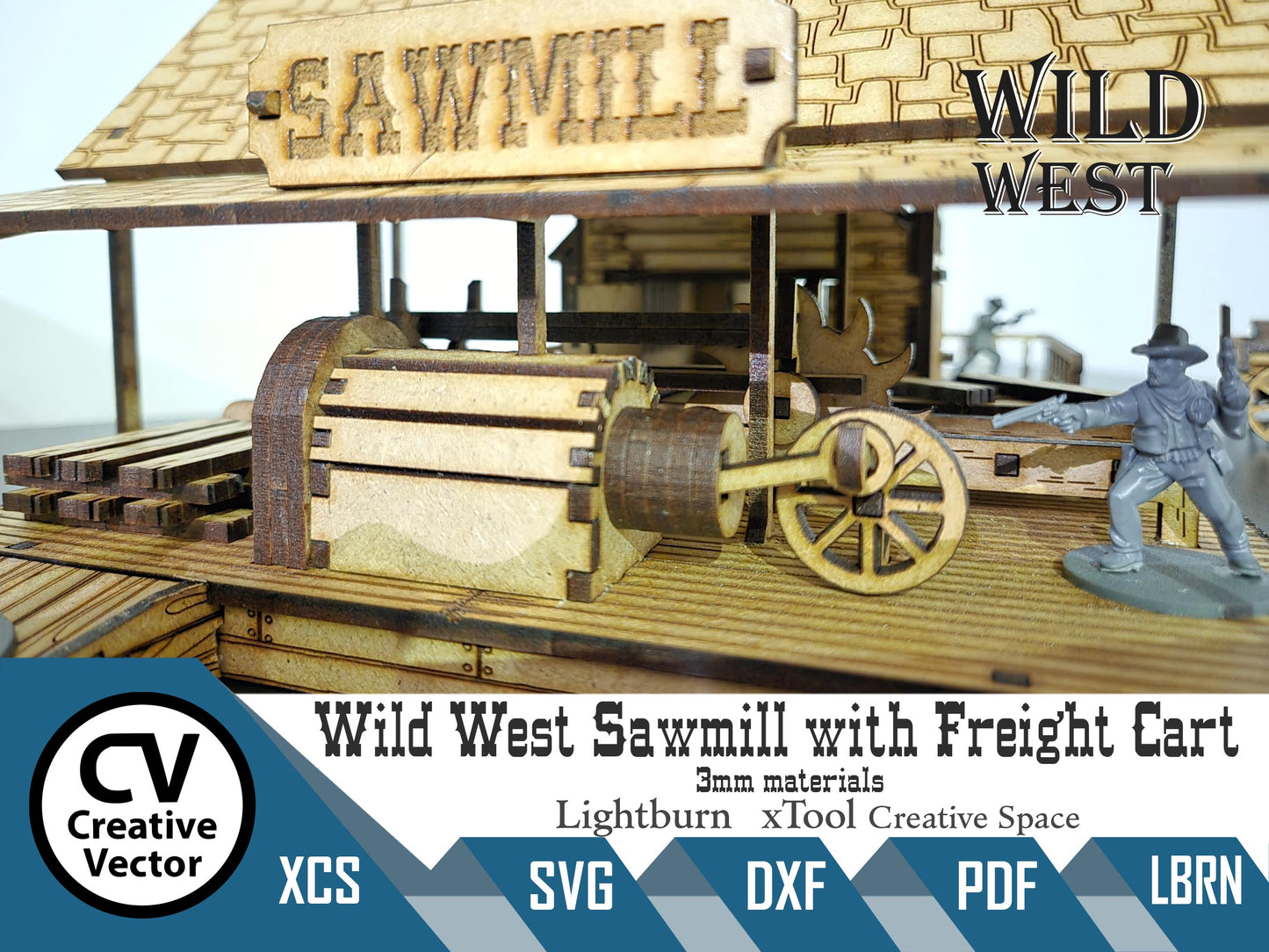 Wild West Sawmill with Freight Cart in scale 28mm for Wargamers