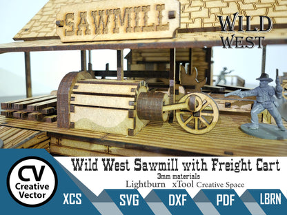 Wild West Sawmill with Freight Cart in scale 28mm for Wargamers