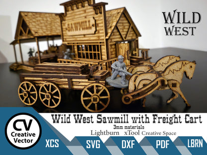 Wild West Sawmill with Freight Cart in scale 28mm for Wargamers