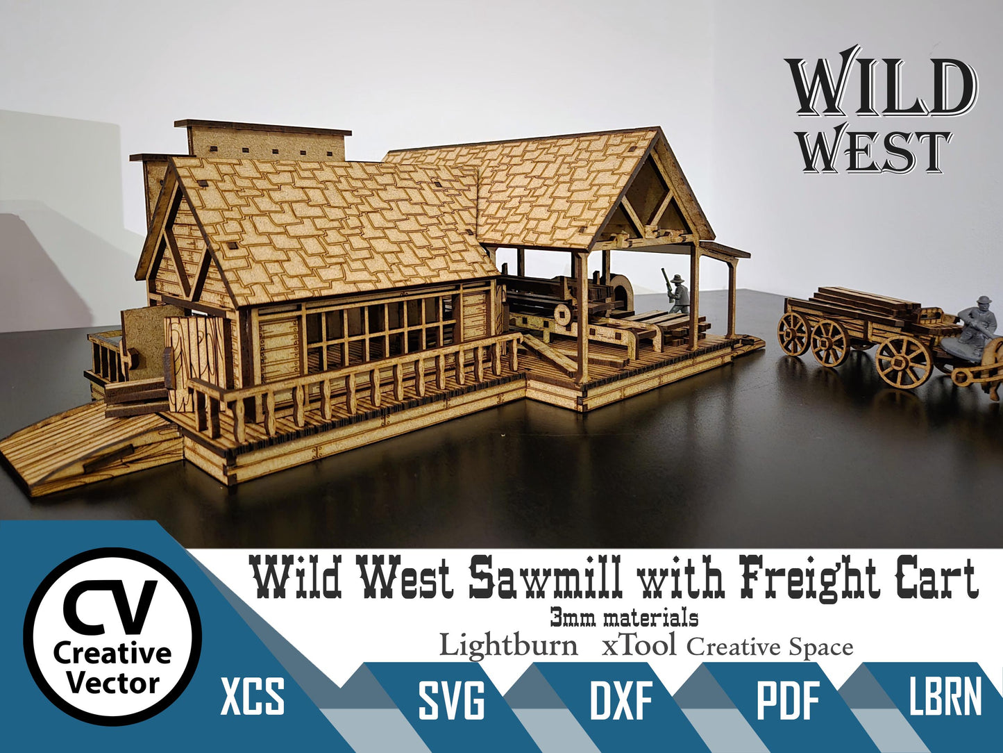 Wild West Sawmill with Freight Cart in scale 28mm for Wargamers