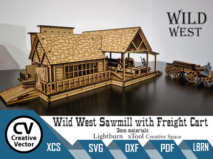 Wild West Sawmill with Freight Cart in scale 28mm for Wargamers