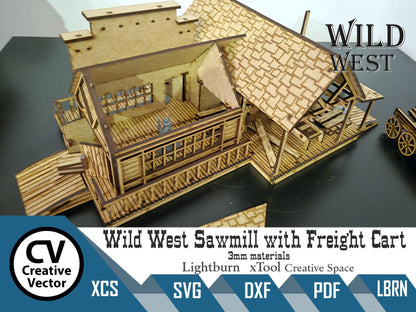 Wild West Sawmill with Freight Cart in scale 28mm for Wargamers