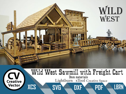 Wild West Sawmill with Freight Cart in scale 28mm for Wargamers
