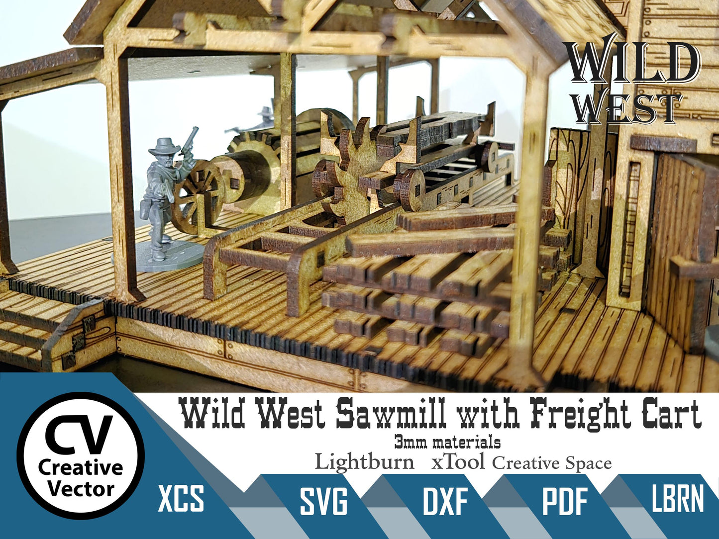 Wild West Sawmill with Freight Cart in scale 28mm for Wargamers