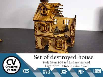 Set of destroyed house  in scale 28mm for game Bolt Action