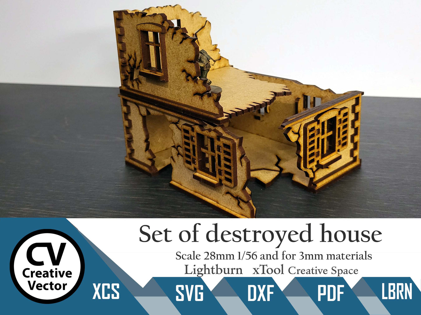 Set of destroyed house  in scale 28mm for game Bolt Action