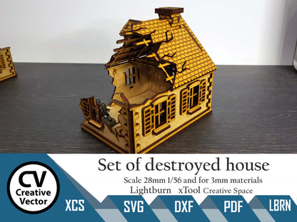 Set of destroyed house  in scale 28mm for game Bolt Action