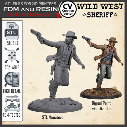 Wild West SHERIFF STL File for 3D Print Miniature