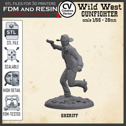 Wild West SHERIFF STL File for 3D Print Miniature Gunfighter