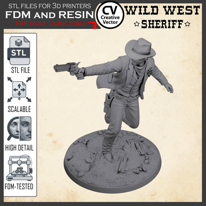 Wild West SHERIFF STL File for 3D Print Miniature