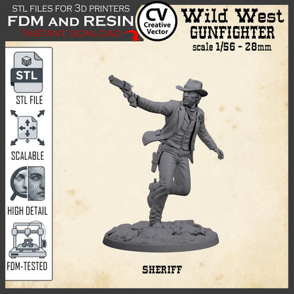Wild West SHERIFF STL File for 3D Print Miniature Gunfighter