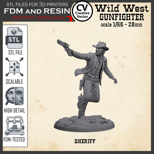 Wild West SHERIFF STL File for 3D Print Miniature Gunfighter