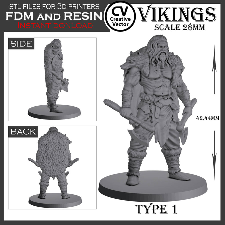 10 STL files Bundle VIKINGS for 3D Print Miniatures