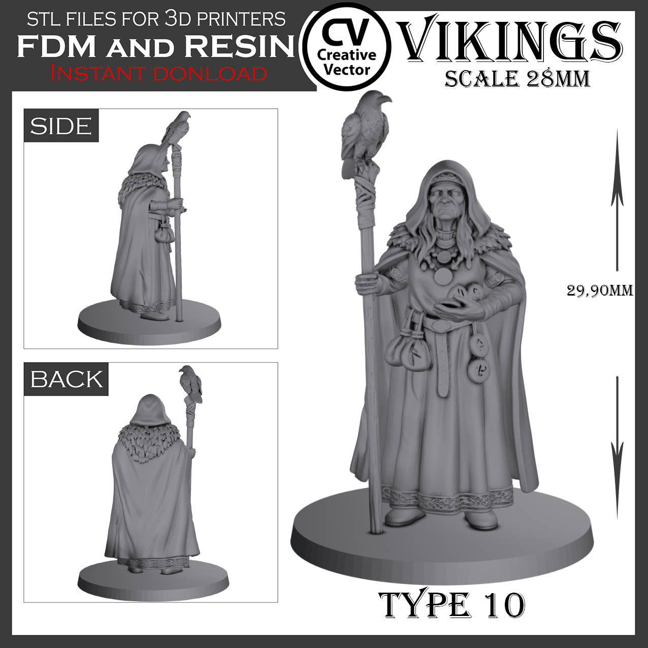 10 STL Files for 3D Printer VIKINGS in 28mm