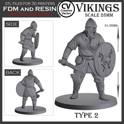 10 STL Files for 3D Printer VIKINGS in 28mm